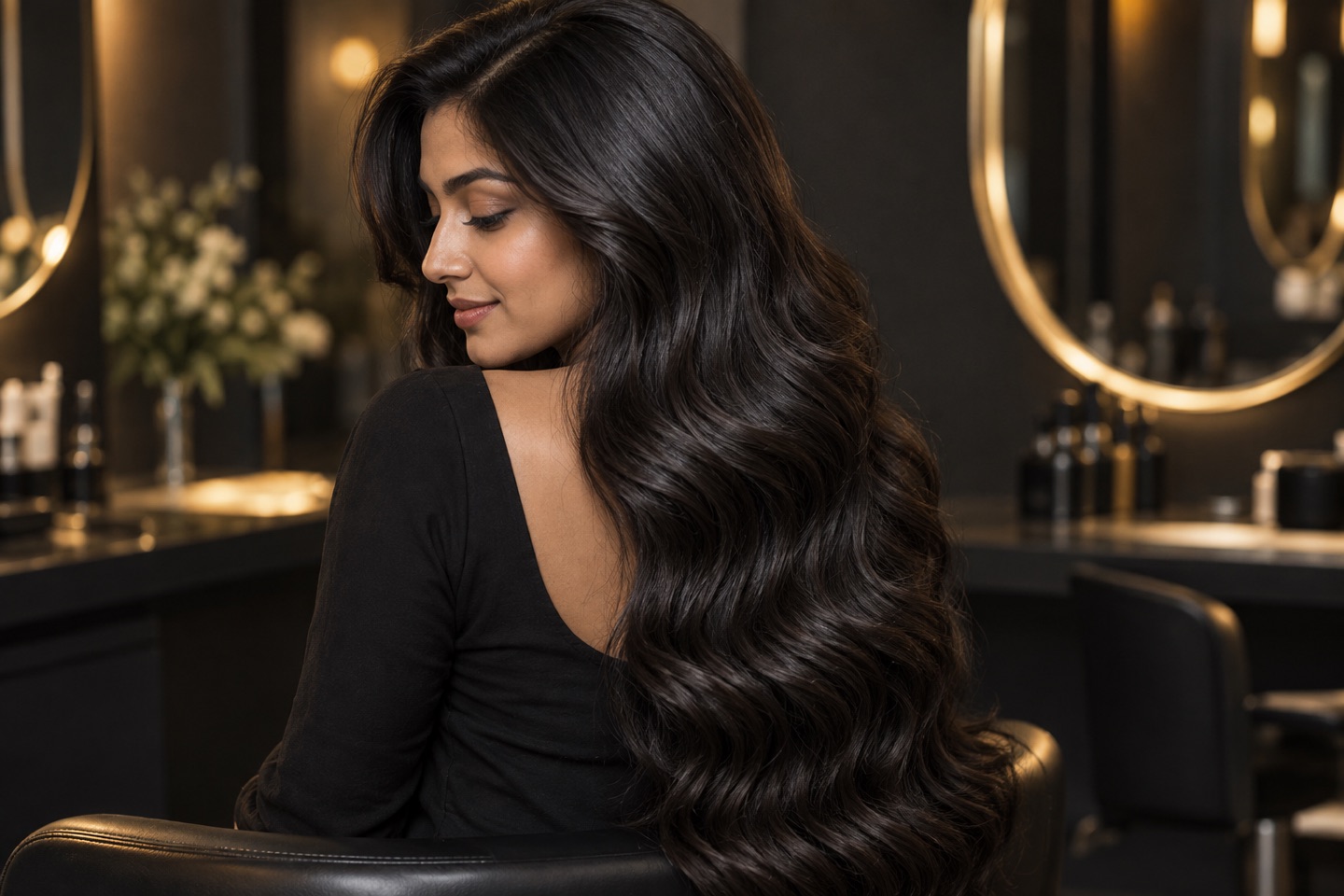 Soft, glossy dark waves